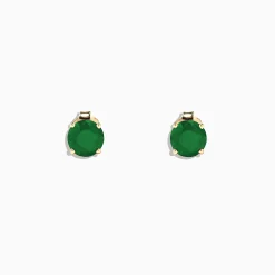 Effy Jewelry 14K Yellow Gold Solitaire Round Emerald Stud Earrings, 1.62 TCW | Earrings