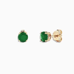 Effy Jewelry 14K Yellow Gold Solitaire Round Emerald Stud Earrings, 1.62 TCW | Earrings