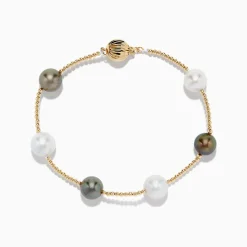Effy Jewelry 14K Yellow Gold Tahitian and Fresh Water Pearl Station Bracelet 9.0 mm | Bracelets