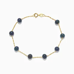 BH Multi 14K Yellow Gold Tahitian Pearl Station Bracelet | Bracelets