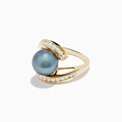 Effy Jewelry 14K Yellow Gold Tahitian Pearl and Diamond Ring | Rings