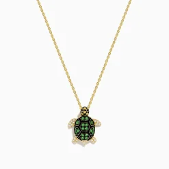 Effy Jewelry 14K Yellow Gold Tsavorite Yellow Sapphire and Diamond Turtle Pendant | Necklaces & Pendants