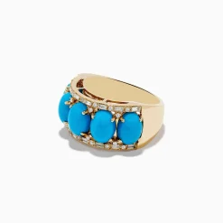 Effy Jewelry 14K Yellow Gold Turqoise and Diamond Ring | Rings