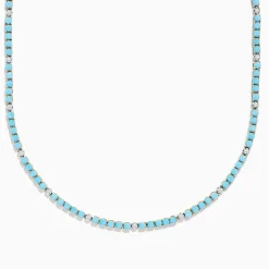 Effy Jewelry 14k Yellow Gold Turquoise and Diamond Tennis Necklace | Necklaces & Pendants