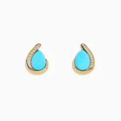 Effy Jewelry 14K Yellow Gold Turquoise and Diamond Earrings | Earrings