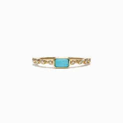 Effy Jewelry 14K Yellow Gold Turquoise and Diamond Ring, 0.39 TCW | Rings