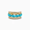 BH Multi 14K Yellow Gold Turquoise and Diamond Ring, 1.80 TCW | Rings