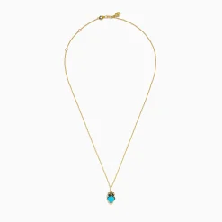 Effy Jewelry 14K Yellow Gold Turquoise and Black Diamond Owl Pendant | Necklaces & Pendants