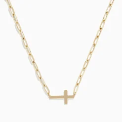 Richline Group 14K Yellow Gold West-East Cross Paperclip Chain Necklace 17" | Necklaces & Pendants