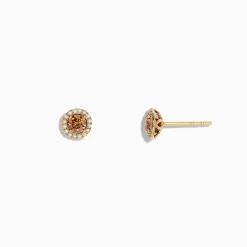 Effy Jewelry 14K Yellow Gold White and Espresso Diamond Stud Earrings | Earrings