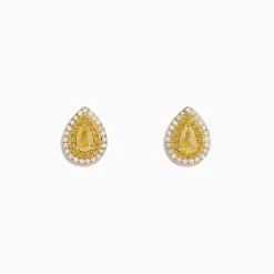 Effy Jewelry 14K Yellow Gold White and Yellow Diamond Pear Stud Earrings | Earrings