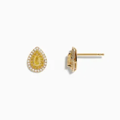 Effy Jewelry 14K Yellow Gold White and Yellow Diamond Pear Stud Earrings | Earrings