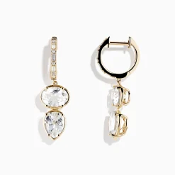 Effy Jewelry 14K Yellow Gold White Topaz and Diamond Earrings | Earrings