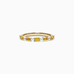 Effy Jewelry 14K Yellow Gold Yellow and White Sapphire Band Ring, 0.94 TCW | Rings