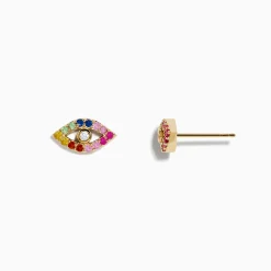 Effy Jewelry 14K Yellow GoldMulti Color Sapphire and Diamond Evil Eye Earrings | Earrings