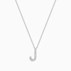 Effy Jewelry 14 Karat White Gold Initial "J" Diamond Necklace | Necklaces & Pendants