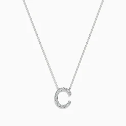 Effy Jewelry 14 Karat White Gold Initial "C" Diamond Necklace | Necklaces & Pendants