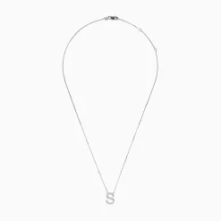 Effy Jewelry 14 Karat White Gold Initial "S" Diamond Necklace | Necklaces & Pendants