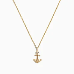 Effy Jewelry Kidz 14K Yellow Gold Diamond Anchor Necklace, 0.01 TCW | Necklaces & Pendants