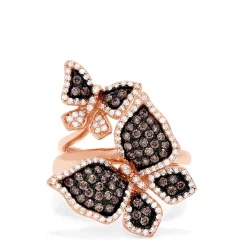 Effy Jewelry Limited Edition Brown and White Diamond Butterfly 2 or 1 Finger Ring, 1.18 TCW | Rings