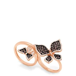 Effy Jewelry Limited Edition Brown and White Diamond Butterfly 2 or 1 Finger Ring, 1.18 TCW | Rings