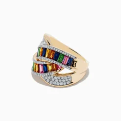 Effy Jewelry Limited Edition 14K Yellow Gold Sapphire u0026 Diamond Interlocking Ring | Rings