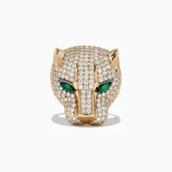 Effy Jewelry Limited Edition 14K Yellow Gold Diamond Panther Head Ring, 3.80 TCW | Rings
