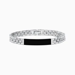 Effy Jewelry Men's 925 Chain Link Sterling Silver Onyx Bracelet 6.80 TCW | Mens