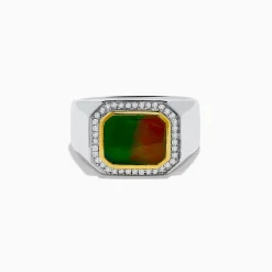 Effy Jewelry Men's 925 Sterling Silver Ammolite and Diamond Ring | Mens