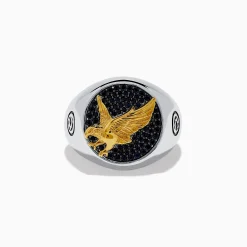 Effy Jewelry Men's 925 Sterling Silver and Yellow Gold Eagle Ring | Mens
