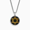 Effy Jewelry Men's 925 Sterling Silver and Gold Plated Black Spinel Star of David Pendant | Mens