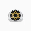 Effy Jewelry Men's 925 Sterling Silver and Gold Plated Black Spinel Star of David Ring | Mens