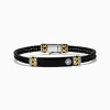 Effy Jewelry Men's 925 Sterling Silver and Leather Onyx Bracelet | Mens