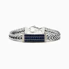 Effy Jewelry Men's 925 Sterling Silver and 14K Yellow Gold Sapphire Chain Link Bracelet 2.0 TCW | Mens