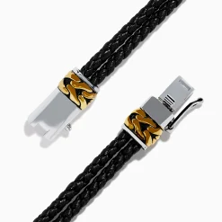 Effy Jewelry Men's 925 Sterling Silver and Leather Onyx Bracelet | Mens