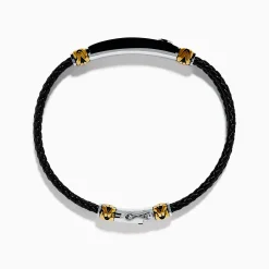 Effy Jewelry Men's 925 Sterling Silver and Leather Onyx Bracelet | Mens