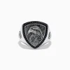 Effy Jewelry Men's 925 Sterling Silver Black Spinel Eagle Shield Ring | Mens