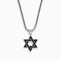 BH Multi Men's 925 Sterling Silver Black Sapphire Star of David Pendant | Mens