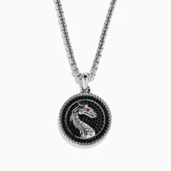 Effy Jewelry Men's 925 Sterling Silver Black Spinel and Ruby Pendant | Mens