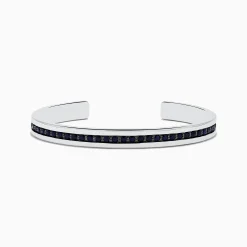 Effy Jewelry Men's 925 Sterling Silver Black Sapphire Cuff Bangle 4.09 TCW | Mens