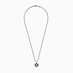 BH Multi Men's 925 Sterling Silver Black Sapphire Star of David Pendant | Mens