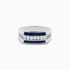 Effy Jewelry Men's 925 Sterling Silver Blue and White Sapphire Ring | Mens