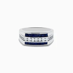 Effy Jewelry Men's 925 Sterling Silver Blue and White Sapphire Ring | Mens
