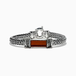 BH Multi Men's 925 Sterling Silver Braided Chain Tiger Eye Bracelet 5.0 TCW | Mens