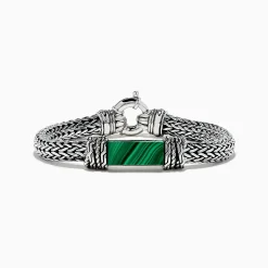BH Multi Men's 925 Sterling Silver Braided Chain Malachite Bracelet 10.20 TCW | Mens