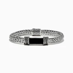 BH Multi Men's 925 Sterling Silver Braided Chain Onyx Bracelet 5.0 TCW | Mens