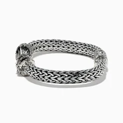 BH Multi Men's 925 Sterling Silver Braided Chain Onyx Bracelet 5.0 TCW | Mens