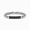 BH Multi Men's 925 Sterling Silver Chian Link Black Spinel Bracelet, 3.15 TCW | Mens