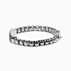 BH Multi Men's 925 Sterling Silver Chian Link Black Spinel Bracelet, 3.15 TCW | Mens