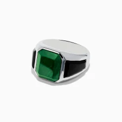 Effy Jewelry Men's 925 Sterling Silver Malachite and Onyx Ring | Mens